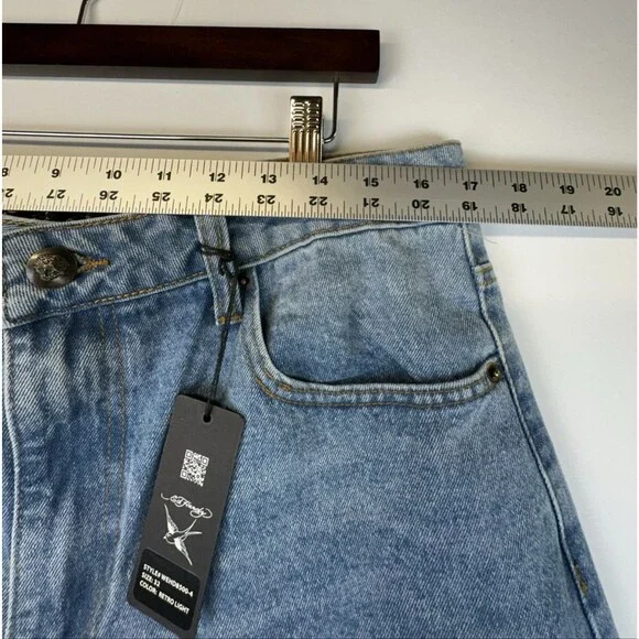 Ed Hardy Embroidered Heart Wide Leg Jeans Retro skater Denim 32 NWT - Picture 12 of 16